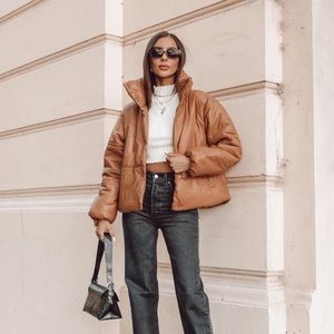 Princess Polly Brown Leather Puffer